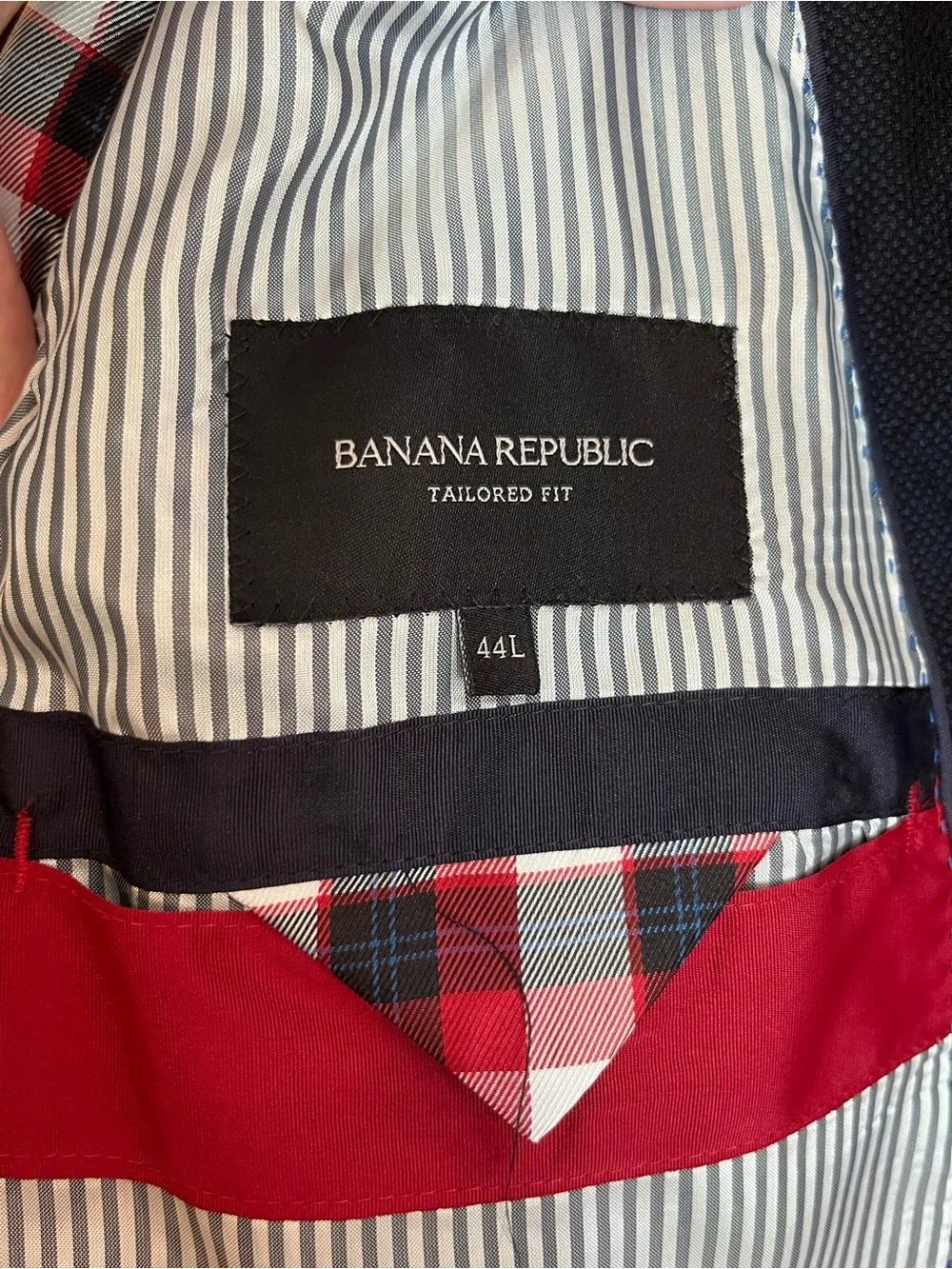 Banana Republic Tailored Fit Navy Cotton Sport Coat Blazer Men's 44L